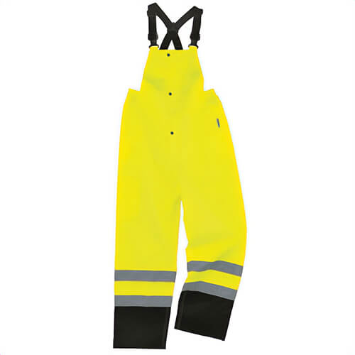 Ergodyne® 25015 8918BK GloWear® Supplemental Rain Bib, XL, Lime, 300D Oxford Polyester