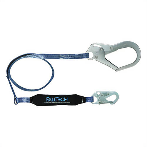 FallTech® 82563 ViewPack™ Shock Absorbing Lanyard with Snap Hook and Rebar Hook, 310 lb Load, 6 ft L, Polyester Line, 1 Leg