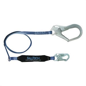 FallTech® 82563 ViewPack™ Shock Absorbing Lanyard with Snap Hook and Rebar Hook, 310 lb Load, 6 ft L, Polyester Line, 1 Leg
