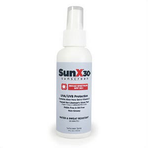 First Aid Only® 18-304 SunX® 30+ Sunscreen Spray, 4 oz, Pump, Glossy Lotion