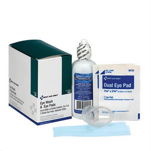 First Aid Only® 7-600 Eyewash Kit, 4 oz Bottle, 10 pc, ANSI Z358.1-2009, OSHA Approved