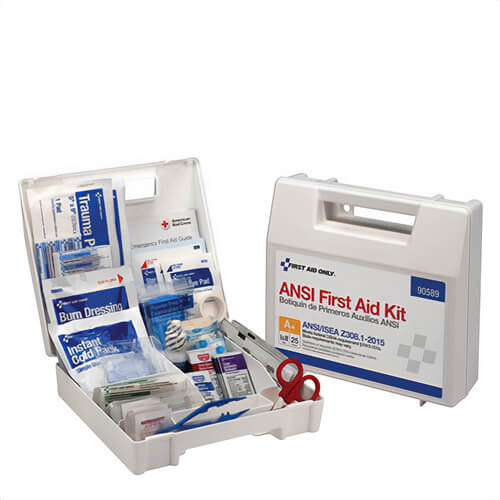 First Aid Only® 90589 Portable First Aid Kit with Dividers, Wall Mount, 141 Components, Plastic Case
