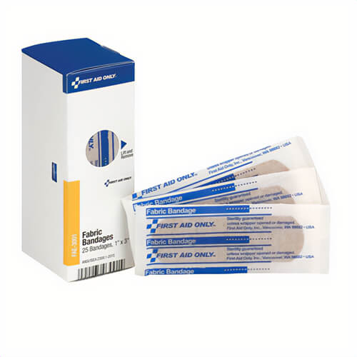 First Aid Only® FAE-3001 SmartCompliance® Adhesive Bandage Refill, 3 in L x 1 in W, Woven Fabric