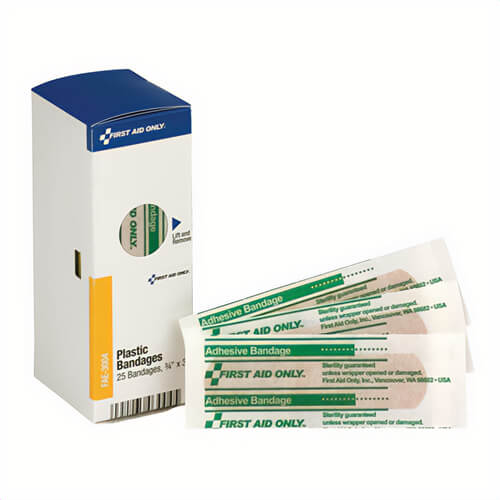 First Aid Only® FAE-3004 SmartCompliance® Adhesive Bandage Refill, 3 in L x 3/4 in W, Plastic