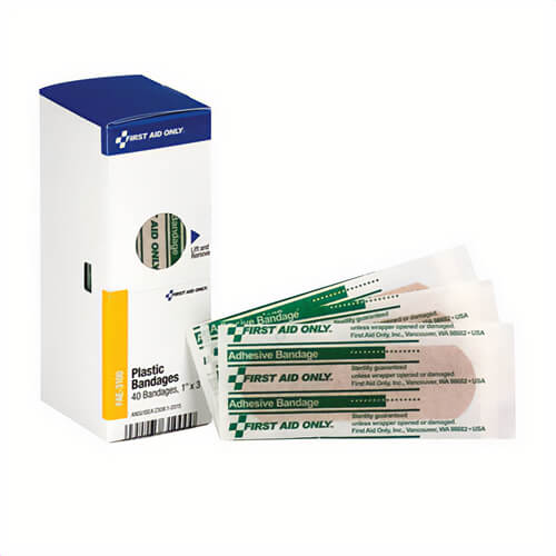 First Aid Only® FAE-3100 SmartCompliance® Adhesive Bandage Refill, 3 in L x 1 in W, Plastic