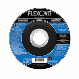 FlexOvit® HP™ A0722 Heavy Duty Depressed Center Grinding Wheel, 4-1/2 in dia x 1/8 in Thick, 7/8 in Center Hole, A24T Grit