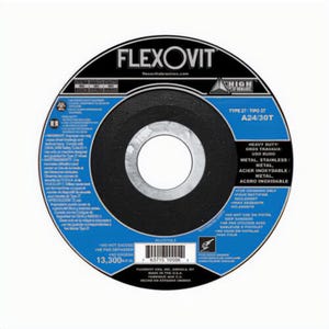FlexOvit® HP™ A1226 Heavy Duty Depressed Center Grinding Wheel, 4-1/2 in dia x 1/4 in Thick, 7/8 in Center Hole, A24T Grit