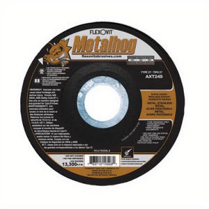 FlexOvit® Metalhog® A1230 Rapid Grind Depressed Center Grinding Wheel, 4-1/2 in dia x 1/4 in Thick, 7/8 in Center Hole, AXT24S Grit