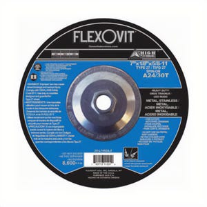 FlexOvit® HP™ A4177H Heavy Duty Depressed Center Wheel, 7 in dia x 1/8 in Thick, A24T Grit, Aluminum Oxide Abrasive