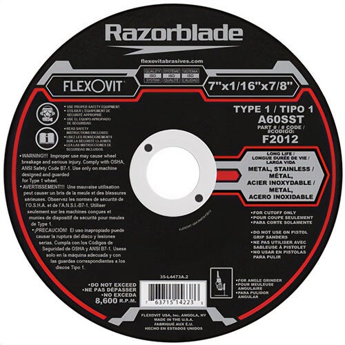 Flexovit® F2012 Reinforced Cutoff Wheel Razorblade, 25 pc