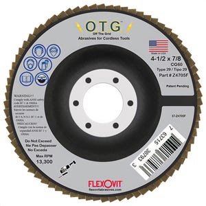 FlexOvit® Z4705F Flap Disc Off The Grid 4-1/2 in x 7/8 in, 10 ea
