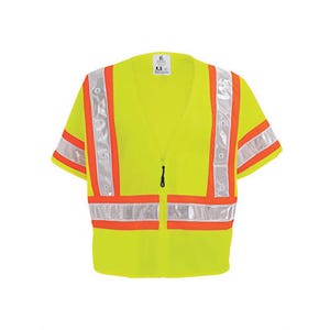 FrogWearâ„¢ GLO-12LED-2XL LED Safety Vest, 2XL, Hi-Viz Lime/Orange Contrast, Polyester Mesh