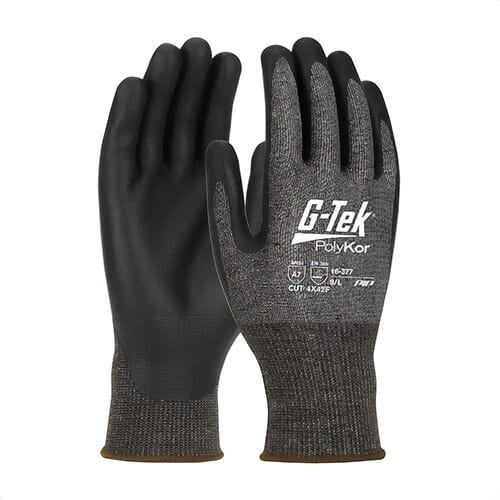 G-Tek® 16-377/L PolyKor® X7™ Touchscreen Cut-Resistant Gloves, Large, Neofoam® Coating, Neofoam®/PolyKor®, Knit Wrist Cuff