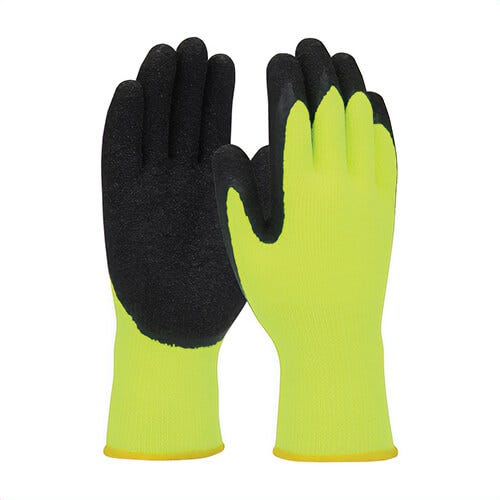 G-Tek® 41-1425/XXL GP™ General Purpose Gloves, Coated/Cold Protection, XX-Large, Latex Palm, Acrylic, Black/Hi-Viz Yellow