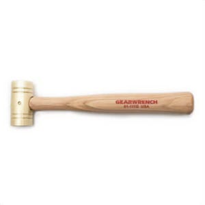 Gearwrench® 81-111G Soft Face Hammer, 11 in OAL, Flat/Striking Face, 1-1/4 in Face dia, 1 lb Head, Brass Head, Hickory Wood Handle