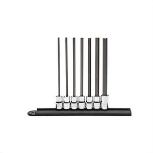 Gearwrench® 82537 Long L Bit Socket Set, 3/8 in Drive, 7 pc, Full Polished Chrome/Black Oxide, ASME Specified
