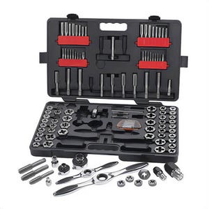 Gearwrench® 82812 Tap and Die Set, 114 pc, 1/8 in to 1/4 in Pipe, 3 to 18 mm, 4-40 to 3/4 in Tap Thread, 1/8 in to 1/4 in Pipe