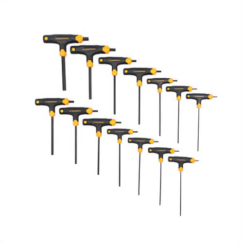 Gearwrench® 83514 Standard Hex Key Set, 14 pc, 3/32 to 1/4 in, 2.5 to 10 mm Hex, Hex Drive, T-Handle Handle, ASME, Alloy Steel