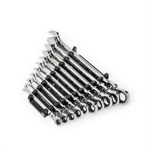 Gearwrench® 86758 90-Tooth 12-Point Flexible Head Ratcheting Combination Wrench Set, 10 pc, 1/4 to 3/4 in, Polished Chrome