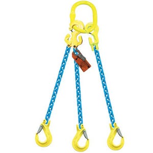 GrabiQ® Triple Leg, 3/8 in, Adjustable Chain Sling, TG3-EGKN, 8 ft Length, 22900 lb WLL