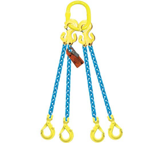 GrabiQ® Quad Leg, 3/8 in, Adjustable Chain Sling, TG4-GBK, 20 ft Length, 22900 lb WLL