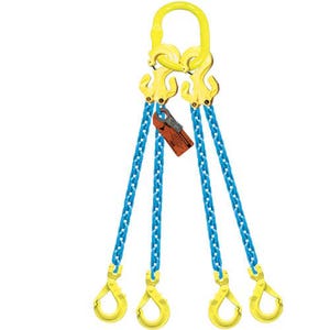 GrabiQ® Quad Leg, 5/8 in, Adjustable Chain Sling, TG4-GBK, 5 ft Length, 58700 lb WLL