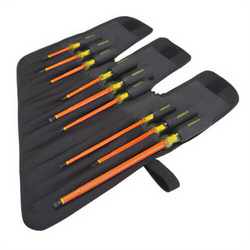 Greenlee® 0153-01-INS Screwdriver Set, 9 pc, Acetate Handle/Steel Shank, Black Oxide, ASTM F1505
