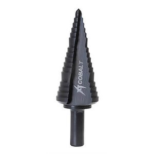 Greenlee® 30008C Kwik Stepper® Step Bit, Drill dia, 1/2 in dia, 1-1/8 in dia, 3.44 in OAL, 3 Hole, 1/2 in, 7/8 in, 1-1/8 in Sizes, 3/8 in