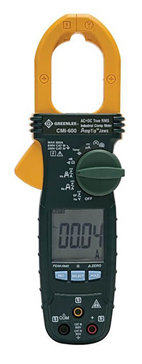 Greenlee® CMI-600-C AC Non-Contact Clamp Meter, 60/600 A at 600V AC/DC, 600 Ohm/6/60 kOhm, 50/60 Hz, 1.18 in Jaw, LCD Display