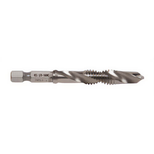 Greenlee® DTAP3/8-16 Tap Drill Bit, Split Point, Imperial, 3/8 in Drill, 3/8-16, 2-1/4 in OAL, Hex Shank, 1/4 in dia Shank, 10 ga HSS