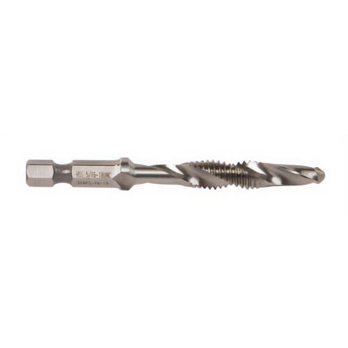 Greenlee® DTAP5/16-18 Combination Drill and Tap, Quick Change Standard Length, 5/16-18 NC, 3-1/4 in OAL, Hex Shank, 1/4 in dia Shank
