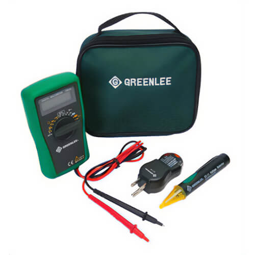 Greenlee® TK-30A Basic Electrical Test Kit, DM-25 CAT III 600V AC, GT-11 CAT IV 1000V AC, GT-10 125 VAC Voltage Rating, 4 pc