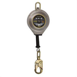 Guardian® 10910 Halo Cable SRL Self-Retracting Lifeline with Snap Hook, Swivel Top and Carabiner, 130 to 310 lb Load Capacity, 20 ft L