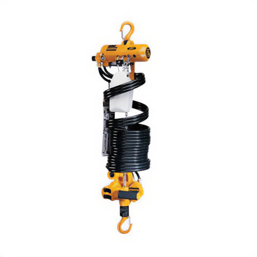 Harrington® AH250M-13 Mini-Cat Air Chain Hoist, 250 lb Load, 13 ft Lifting Height, Hook, 28 CFM, 90 psi