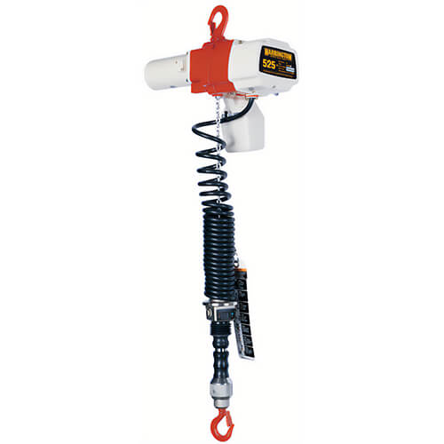 Harrington® ED125DA-6 Dual Adjustable Electric Chain Hoist, 1 in Hook Opening, 125 lb Load, 6 ft Lift, 37-7/32 in Minimum Hook