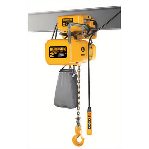 Harrington® NERM100L-L15 Electric Chain Hoist Motorized Trolley, 20,000 lb Load, 15 ft Lift, 10 ton