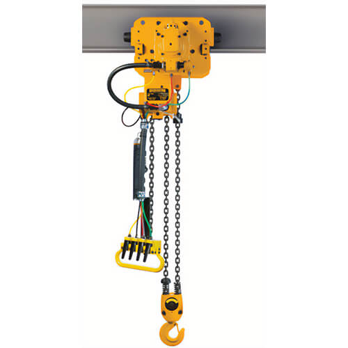 Harrington® TCRM500P-10 Air Hoist with Trolley, TCRM Series, 19.3 in Headroom, 500 lb Load, 10 ft Lift, 90 psi Air, 0.25 ton