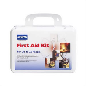 North® by Honeywell FAK25STL-CLSA Class A First Aid Kit, 110 Components, Steel Case, 2-5/8 H x 6-5/8 W x 6-5/8 L inches