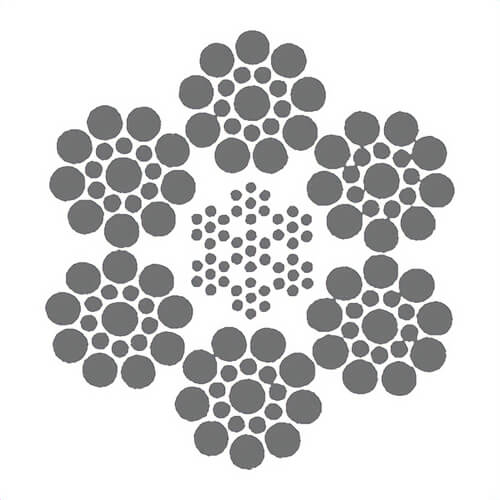 HSI® 3/8 in, Wire Rope, 6x19, Filler Wire, EIPS, Right Lang Lay, IWRC, Made in USA, Per Foot