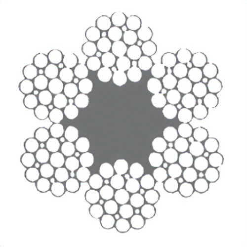 HSI® 5/8 in, Wire Rope, 6x31, EIPS, Right Regular Lay, Fiber Core, Drawn Galvanized, Import, Per Foot