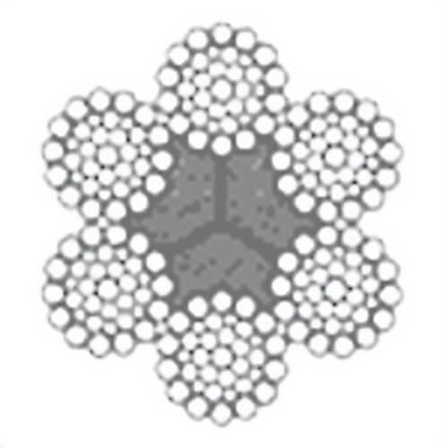 HSI® 1/2 in, Type 316 Stainless Steel Cable Wire Rope, 6x36, Warrington Seale, Made in USA, Per Foot