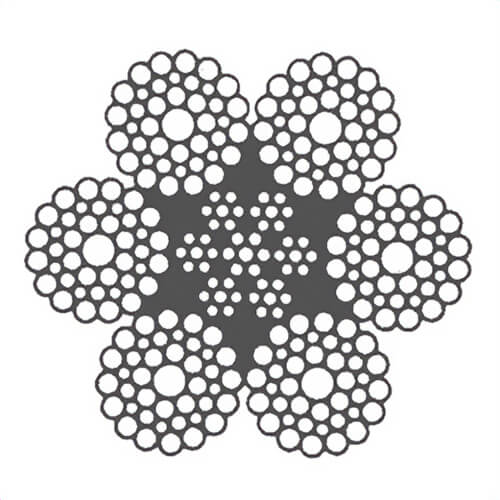 HSI® 2-3/4 in, Wire Rope, 6x41, Right Regular Lay, Dry Drawn Galvanized, Per Foot