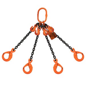 HSI® Quad Leg Chain Sling, Adjustable Type A, 9/32 in dia, 18 ft Length, CM® Oblong Link to Sling Hook Ends, 11,200 WLL