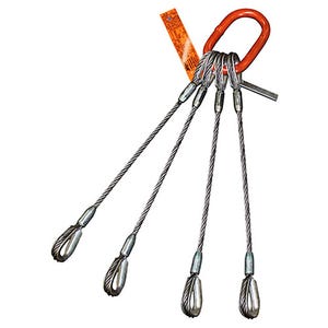 HSI Two Leg Bridle Wire Rope Sling, Heavy Duty Thimble Ends, Hanes Supply Inc.