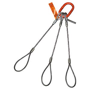 HSI Three Leg Bridle Wire Rope Sling, Flemish Loop Ends, Hanes Supply Inc.