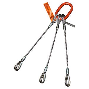 HSI Three Leg Bridle Wire Rope Sling, Heavy Duty Thimble Ends, Hanes Supply Inc.