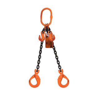 HSI® Double Leg Chain Sling, Adjustable Type A, 9/32 in dia, 18 ft Length, CM® Oblong Link to Sling Hook Ends, 7,400 WLL