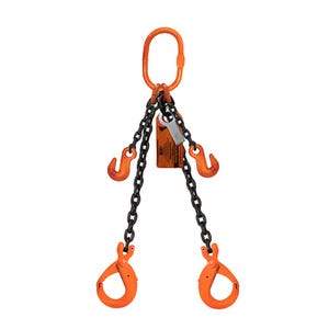 HSI® Double Leg Chain Sling, Adjustable Type B, 9/32 in dia, 18 ft Length, CM® Oblong Link to Sling Hook Ends, 7,400 WLL