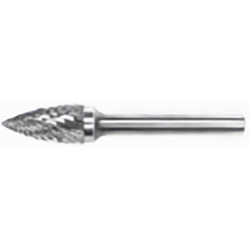 HTC® SG-3 Double Cut 3/8 x 3/4 Pointed Tree Shape Solid Carbide Burr