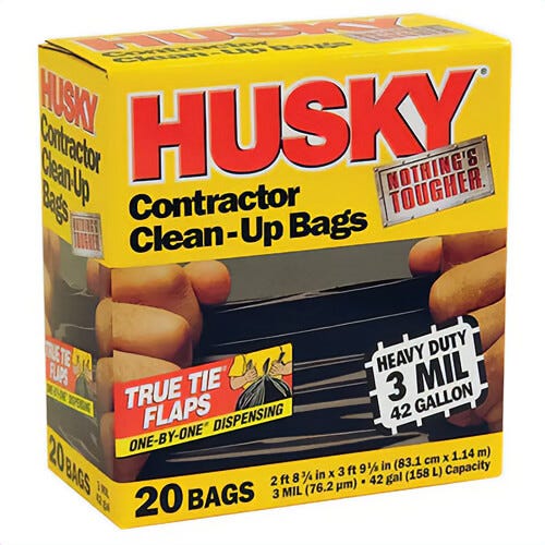Husky® HK42020B Contractor Trash Bag, 42 gal, Black